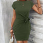 🎁Free Gift With Purchase 🎁 Casual Crew Neck Ruched Bodycon Mini Dress