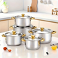 📢📢49%  OFF !! ⏰5-Piece Stainless Steel Cookware Set with Glass Lids