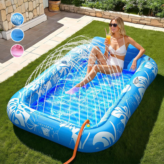 🥳2026 HOT SALE🥳💞50K+ SOLD!😎💦 50% OFF! Inflatable Tanning Pool Lounger – Smart spray cools you automatically. Detachable pillow, cup holders & safety handles. Holds 2 adults (350lb). Perfect for garden or beach! 🏖️🌞