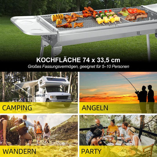 Portable Stainless Steel Charcoal Barbecue Grill – Foldable for Camping, Outdoor & Home Use🏕️🔥