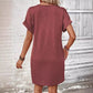 📢📢40% OFF !! ⏰Women's Fashion V-Neck Button Dress – Timeless Solid Colors, Soft Fabric & Rolled Sleeves 🌸