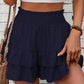 📢📢30% OFF !! ⏰Solid Color Stretch Waist Layered Short Skirt