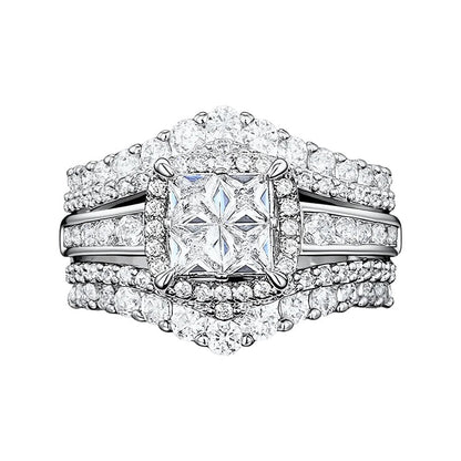 💍 LIMITED-TIME 50% OFF! 💥 Women's Princess Cut Cubic Zirconia Filled Ring – Pave Setting, Multi-Layered Band, Sparkle ✨