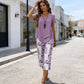 💥Last Day Special Price:£ 21.99👗Women's 2-Piece Set – Layered Asymmetrical Tunic Top & Printed Wide Leg Pants, Breathable Polyester✨