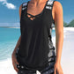 🏊‍♀️51% OFF NOW! 👙 Women's Printed Two-Piece Tankini Swimsuit – Adjustable Ruched Sides, Full Coverage & Stylish Criss-Cross Neckline ✨