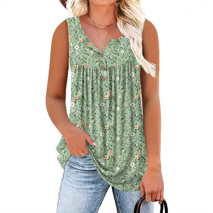 💗LAST DAY SALE 57% OFF⚡Women's Printed Button Sleeveless Top
