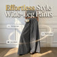Women's Striped Wide-Leg Pants with Elastic Waist