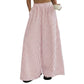 Women's Striped Wide-Leg Pants with Elastic Waist