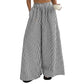 Women's Striped Wide-Leg Pants with Elastic Waist