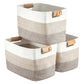 🧺 LIMITED-TIME 50% OFF! 💥 Woven Cotton Rope Storage Basket with Handles – 2-Tone, Leather Handles, Versatile ✨