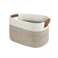 🧺 LIMITED-TIME 50% OFF! 💥 Woven Cotton Rope Storage Basket with Handles – 2-Tone, Leather Handles, Versatile ✨