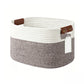 🧺 LIMITED-TIME 50% OFF! 💥 Woven Cotton Rope Storage Basket with Handles – 2-Tone, Leather Handles, Versatile ✨