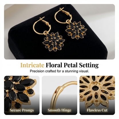 ⏳Limited-time 50% off⏰Elegant Black Flower Dangle Earrings🖤❄️🌸