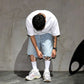 Men's Fashion Loose Fit Denim Shorts with Raw Hem