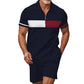 Men's Casual Zipper Shirt & Shorts Set