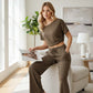 👗 LIMITED-TIME 50% OFF! 💥 Women's 2-Piece Set – Off-Shoulder Top, Wide-Leg Pants, Soft Fabric ✨