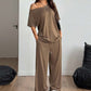 👗 LIMITED-TIME 50% OFF! 💥 Women's 2-Piece Set – Off-Shoulder Top, Wide-Leg Pants, Soft Fabric ✨