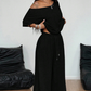 👗 LIMITED-TIME 50% OFF! 💥 Women's 2-Piece Set – Off-Shoulder Top, Wide-Leg Pants, Soft Fabric ✨