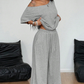 👗 LIMITED-TIME 50% OFF! 💥 Women's 2-Piece Set – Off-Shoulder Top, Wide-Leg Pants, Soft Fabric ✨