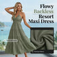 🌴 LIMITED-TIME 50% OFF! 👗 Women's Halter Neck Backless Maxi Dress – Tiered, Flowy, Resort Style 🌺