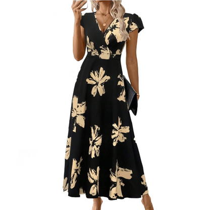 🥳SUMMER HOT SALE🥳💞50K+ SOLD!💥50% OFF! 🔥Women's Casual Printed V-Neck Ruffle Dress – Playful, Feminine & Ready-to-Wear ✨