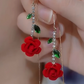 🌹 50% OFF NOW! 💎 Red Rose Threader Earrings with Crystal Stem – Delicate Design, Lightweight & Perfect for Romantic Occasions or Everyday Elegance ✨