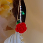 🌹 50% OFF NOW! 💎 Red Rose Threader Earrings with Crystal Stem – Delicate Design, Lightweight & Perfect for Romantic Occasions or Everyday Elegance ✨