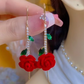 🌹 50% OFF NOW! 💎 Red Rose Threader Earrings with Crystal Stem – Delicate Design, Lightweight & Perfect for Romantic Occasions or Everyday Elegance ✨