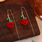 🌹 50% OFF NOW! 💎 Red Rose Threader Earrings with Crystal Stem – Delicate Design, Lightweight & Perfect for Romantic Occasions or Everyday Elegance ✨