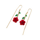 🌹 50% OFF NOW! 💎 Red Rose Threader Earrings with Crystal Stem – Delicate Design, Lightweight & Perfect for Romantic Occasions or Everyday Elegance ✨