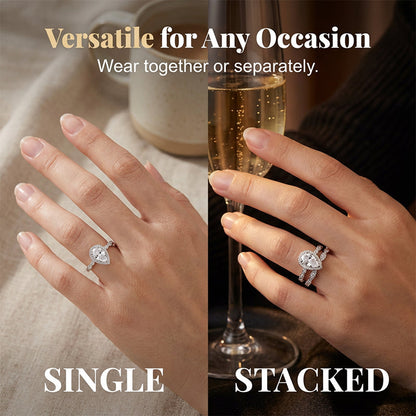 💍 50% OFF NOW! ✨ Pear-Shaped Teardrop Engagement Ring Set – Sparkling Cubic Zirconia, Hypoallergenic & Perfect for Proposals or Gifting 💕