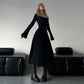 Women’s Square Neck Tie Waist A-Line Dress