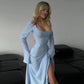 Women’s Square Neck Tie Waist A-Line Dress