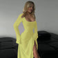 Women’s Square Neck Tie Waist A-Line Dress