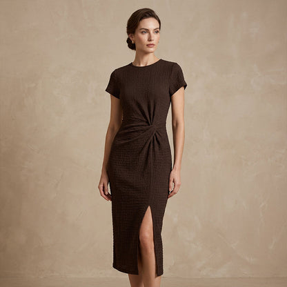 📢📢40% OFF !! ⏰Elegant Twist-Front Waist-Cinching Slit Dress