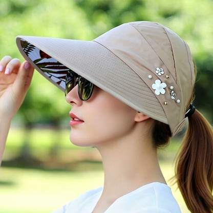 📢📢50% OFF !! ⏰Foldable Wide Brim Sun Hat with Ponytail Hole
