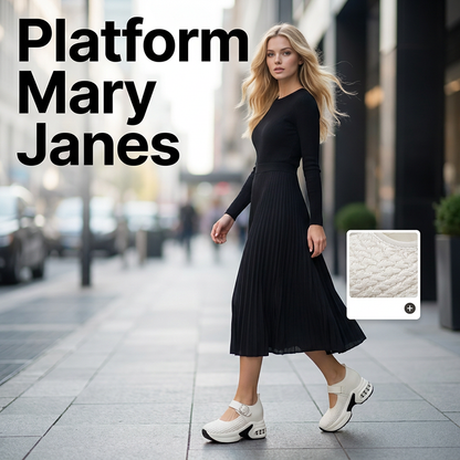 Breathable Woven Platform Mary Janes