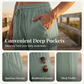 👖 LIMITED-TIME 50% OFF! ✨ Women’s Pleated Cropped Pants – Relaxed Wide-Leg, Adjustable Waist, Cotton Blend 🌿
