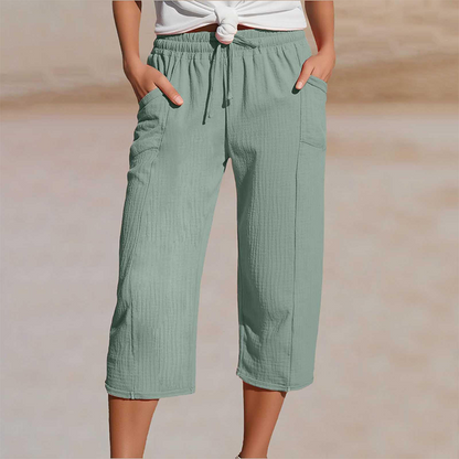 👖 LIMITED-TIME 50% OFF! ✨ Women’s Pleated Cropped Pants – Relaxed Wide-Leg, Adjustable Waist, Cotton Blend 🌿