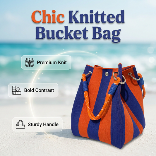 Striped Knit Bucket Handbag