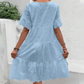Women's Solid Round Neck Floral Cut-Out Dress