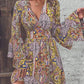 📢📢50% OFF !! ⏰Women's Elegant Paisley Print V-Neck Flared Sleeve Dress