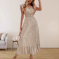 📢📢50% OFF !! ⏰Women's V-Neck Smocked High Waist Maxi Dress