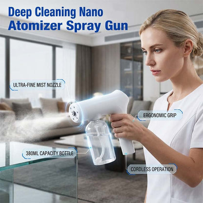 💨50% OFF NOW! Cordless Nano Atomizer Spray Gun‑Blue Light Touchless Disinfecting Sprayer, 380ML Rechargeable Ultra‑Fine Mist Gun for Home, Office & Household Sanitizing