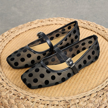 🩰🌿🔥LIMITED TIME 50% OFF!🔥50K+ SOLD!  Buy 3 Get 15% & Buy 4 get 25% off!!💖 Polka Dot Mesh Mary Jane Flats