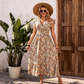 📢📢50% OFF !! ⏰Women's Floral V-Neck Smocked Waist Dress