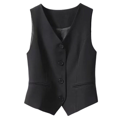 Elegant Women's V-Neck Button Front Vest
