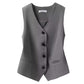 Elegant Women's V-Neck Button Front Vest
