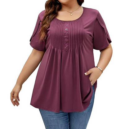 👚 LIMITED-TIME 50% OFF! ✨ Women’s Pleated Puff Sleeve Tee – Elegant Detail, Loose Fit, Chic 🌸