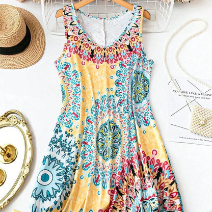 👗 LIMITED-TIME 50% OFF! ✨ Casual Sleeveless A-Line Printed Summer Dress – Flowy Fit, Vibrant Print, Easy Style 🌸